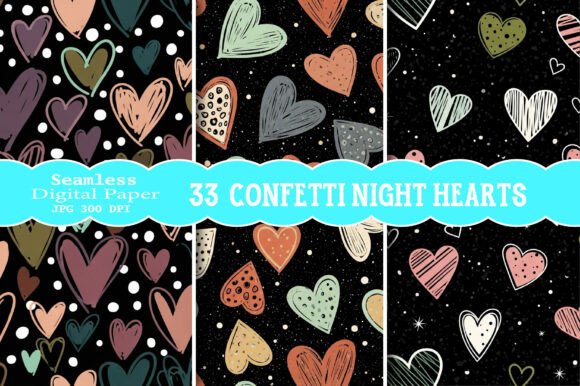 Download Confetti Night Hearts Pattern - Premium Resources