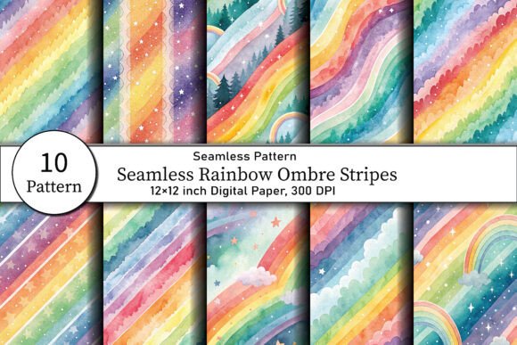 Download Seamless Rainbow Ombre Stripes - Seamless rainbow Collection