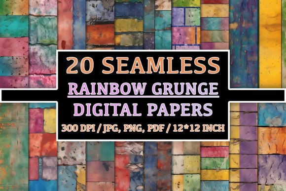 Download 20 Seamless Rainbow Grunge Patterns - Seamless rainbow Collection