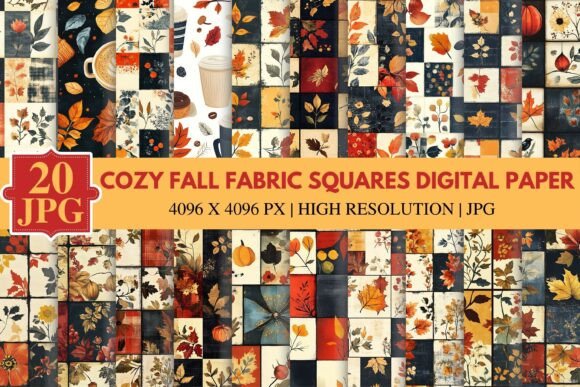 Download Cozy Fall Fabric Squares Digital Paper - Fabric Collection