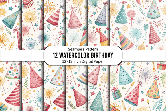 Download Sparklers &amp; Confetti Watercolor Pattern - Premium Resources