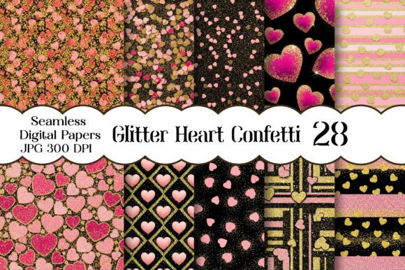 Download Glitter Heart Confetti Seamless Patterns - Premium Resources